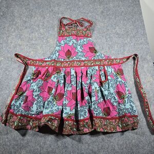 Paper Source Colorful Floral Print Apron Dress Skirt Deep Pockets Adjustable